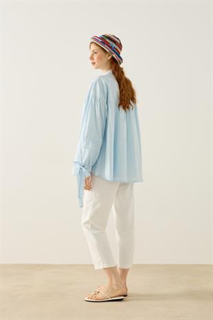 Sienna Allerli Robalı Vual Gömlek - Mavi