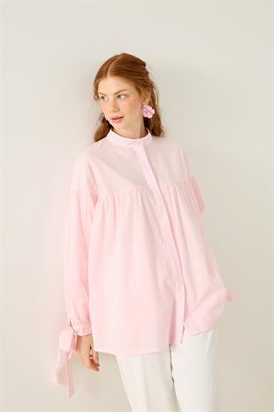 Sienna Allerli Robalı Vual Gömlek - Pembe