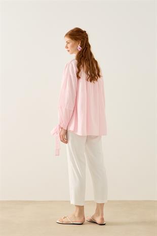 Sienna Allerli Robalı Vual Gömlek - Pembe