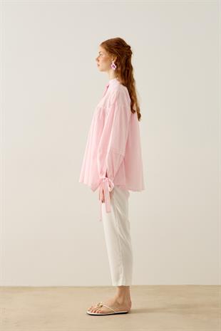 Sienna Allerli Robalı Vual Gömlek - Pembe