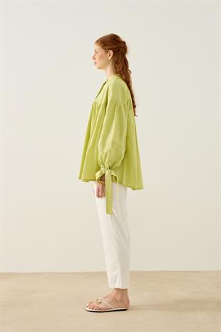 Sienna Allerli Robalı Vual Gömlek - Yeşil