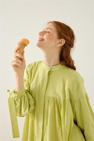 Sienna Allerli Robalı Vual Gömlek - Yeşil