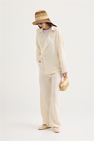 Simon Düğmeli Müslin Takım - Natural