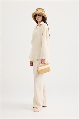 Simon Düğmeli Müslin Takım - Natural