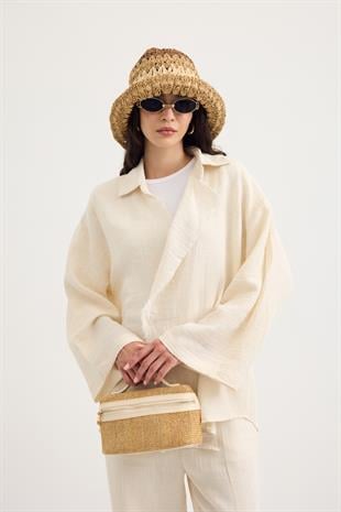 Simon Düğmeli Müslin Takım - Natural