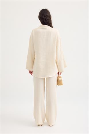 Simon Düğmeli Müslin Takım - Natural
