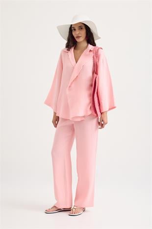 Simon Düğmeli Müslin Takım - Pembe