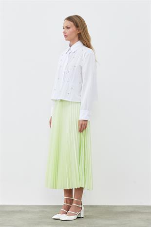SINDY PİLİSELİ ETEK - AÇIK YEŞİL
