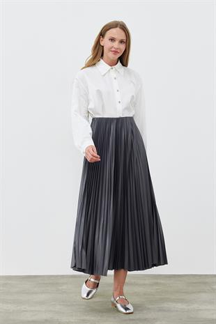 SINDY PİLİSELİ ETEK - ANTRASİT