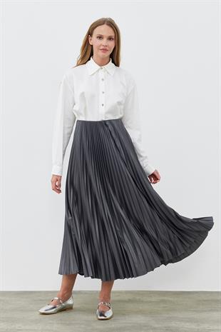 SINDY PİLİSELİ ETEK - ANTRASİT