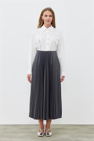 SINDY PİLİSELİ ETEK - ANTRASİT