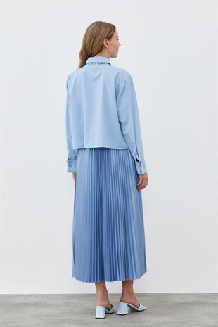 SINDY PİLİSELİ ETEK -BEBE MAVİ