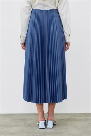 SINDY PİLİSELİ ETEK - İNDİGO MAVİ