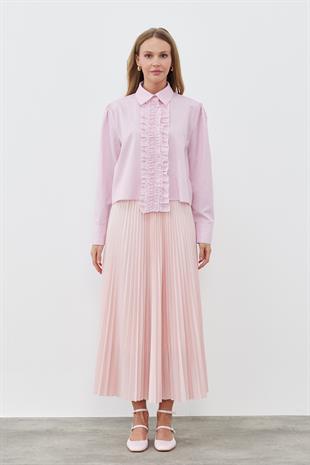 SINDY PİLİSELİ ETEK - PEMBE