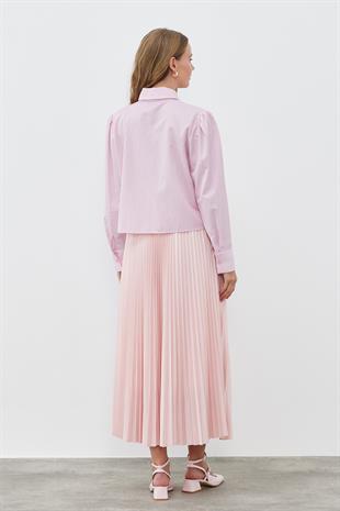 SINDY PİLİSELİ ETEK - PEMBE