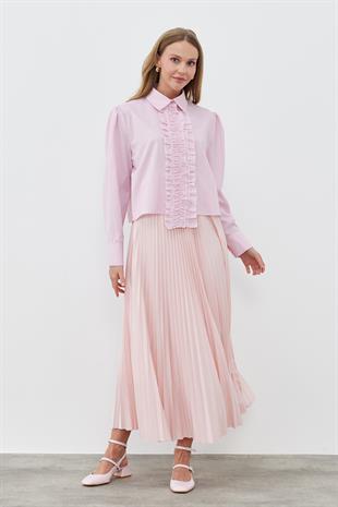 SINDY PİLİSELİ ETEK - PEMBE