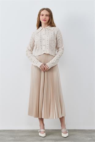 SINDY PLİSELİ ETEK - BEJ 