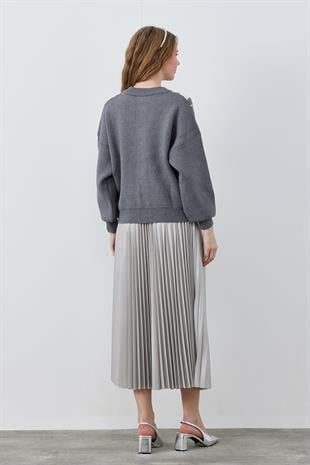 SINDY PLİSELİ ETEK - GRİ 