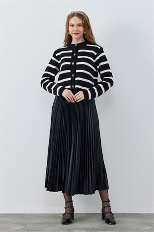 SINDY PLİSELİ ETEK - SİYAH 