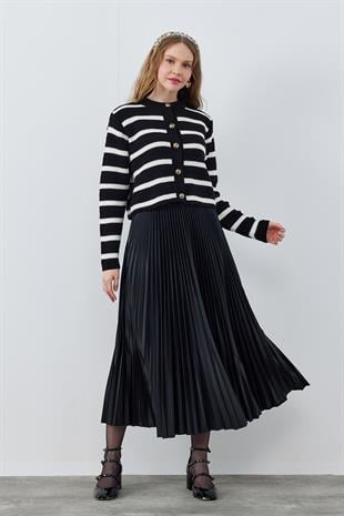SINDY PLİSELİ ETEK - SİYAH 