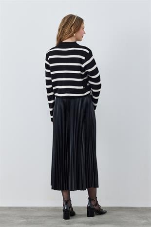 SINDY PLİSELİ ETEK - SİYAH 