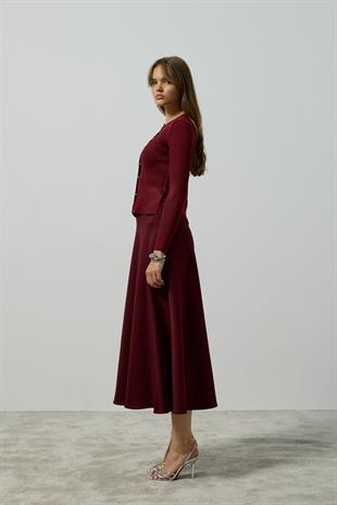 Sofia Fitilli Örme Hırka - Bordo