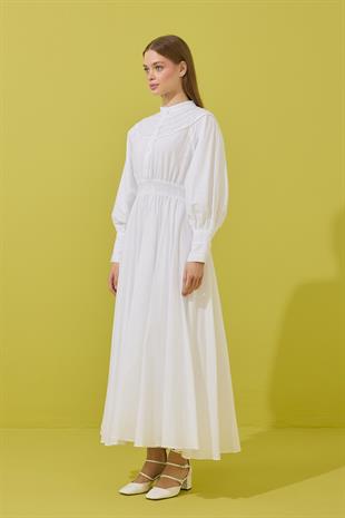 Sophie Gipeli  Kloş Vual Elbise - Beyaz