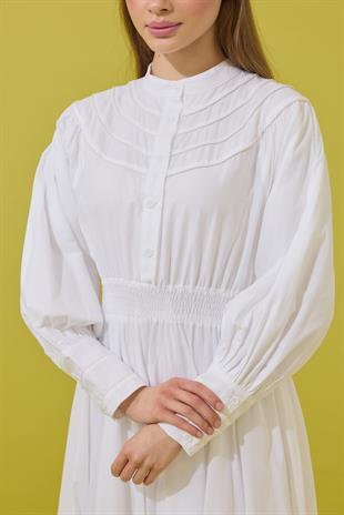 Sophie Gipeli  Kloş Vual Elbise - Beyaz