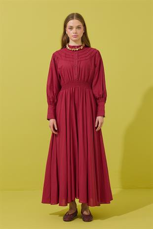 Sophie Gipeli  Kloş Vual Elbise - Bordo 