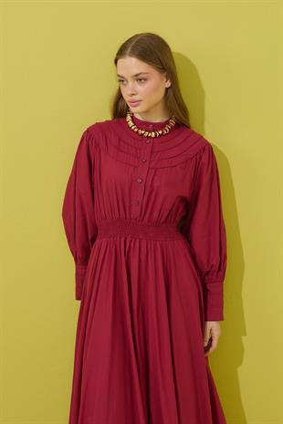 Sophie Gipeli  Kloş Vual Elbise - Bordo 