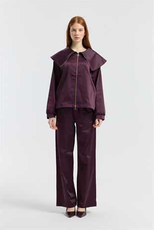 Sunday Denizci Yaka Saten Takım - Mürdüm