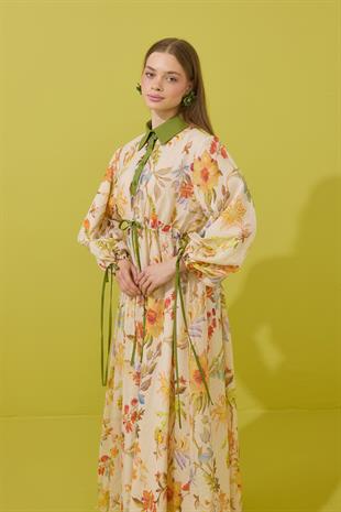 Sunset Vual Baskılı Pamuk Elbise