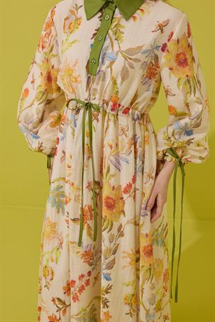 Sunset Vual Baskılı Pamuk Elbise