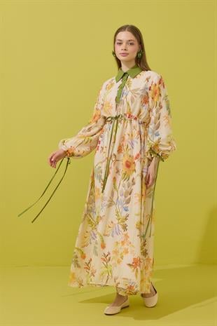 Sunset Vual Baskılı Pamuk Elbise