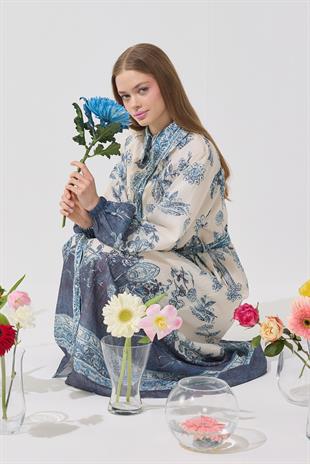 Suzie Vual Baskılı Nervürlü Pamuk Elbise 