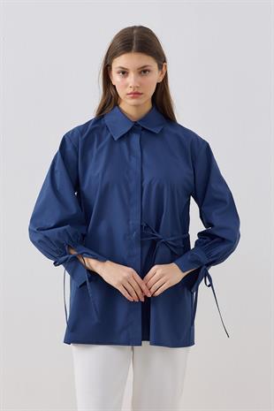 Tessa Bağcık Detaylı Gömlek - Lacivert 