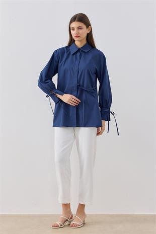 Tessa Bağcık Detaylı Gömlek - Lacivert 