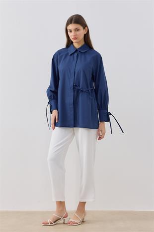 Tessa Bağcık Detaylı Gömlek - Lacivert 
