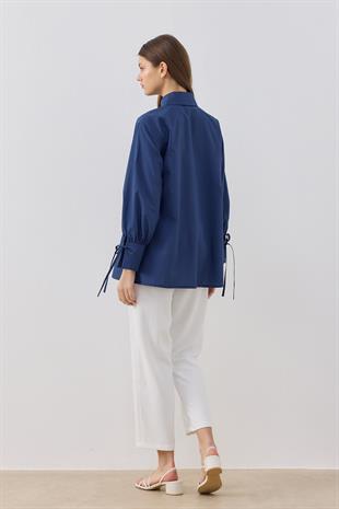 Tessa Bağcık Detaylı Gömlek - Lacivert 