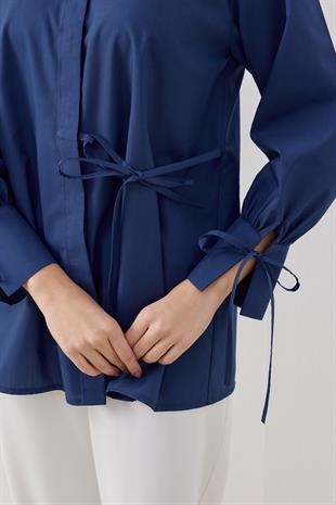 Tessa Bağcık Detaylı Gömlek - Lacivert 