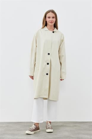TİNA OVERSİZE TRENÇKOT - KREM