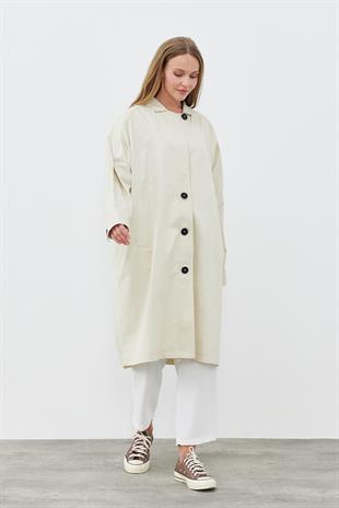 TİNA OVERSİZE TRENÇKOT - KREM