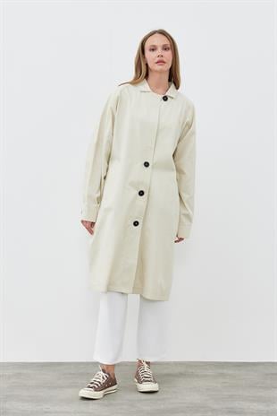 TİNA OVERSİZE TRENÇKOT - KREM