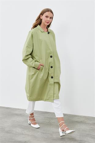 TİNA OVERSİZE TRENÇKOT - YEŞİL