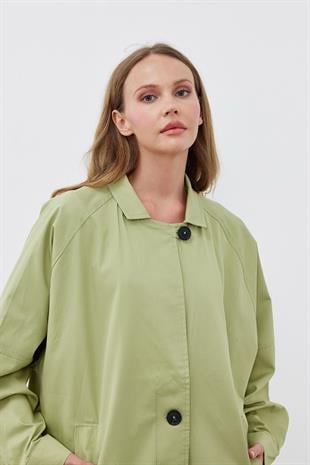 TİNA OVERSİZE TRENÇKOT - YEŞİL
