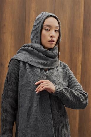 Triko Atkılı Bere - Antrasit 