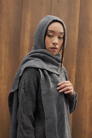 Triko Atkılı Bere - Antrasit 