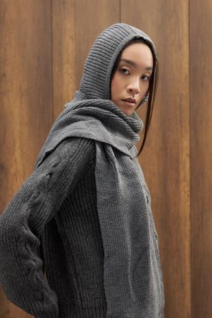 Triko Atkılı Bere - Antrasit 