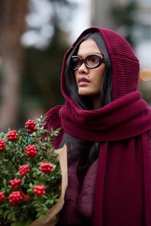 Triko Atkılı Bere - Bordo 