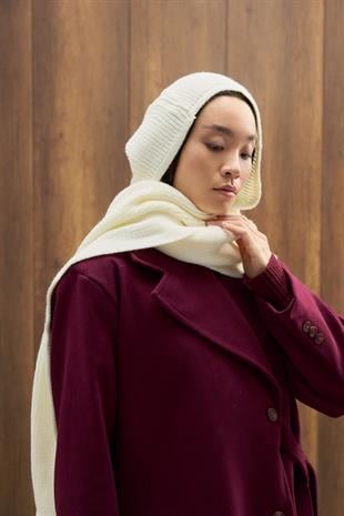 Triko Atkılı Bere- Ekru 